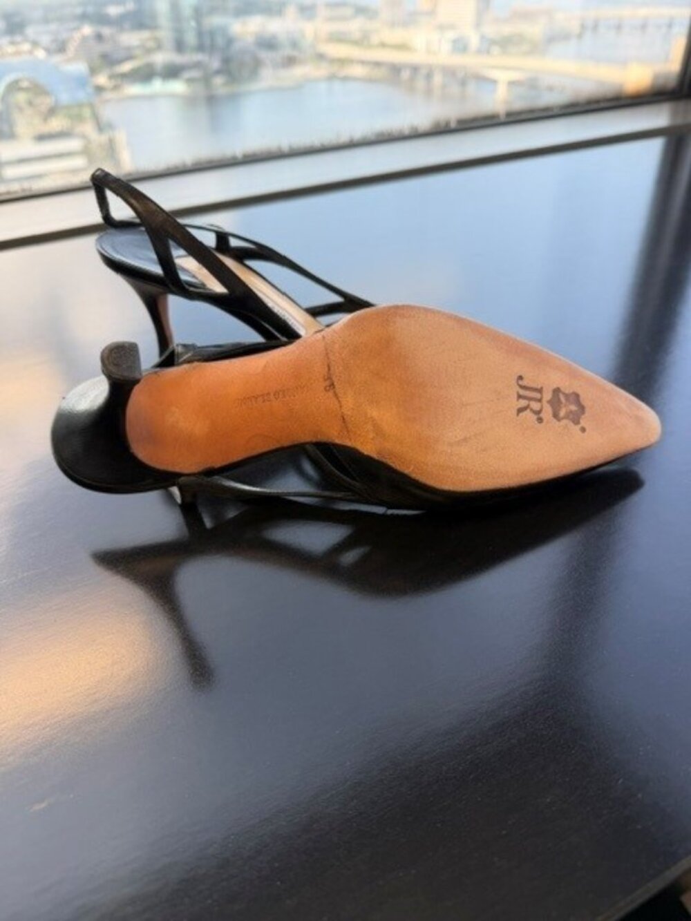 Manolo Blahnik black leather slingback pumps with brand new sole and heel tips - Picture 3 of 3